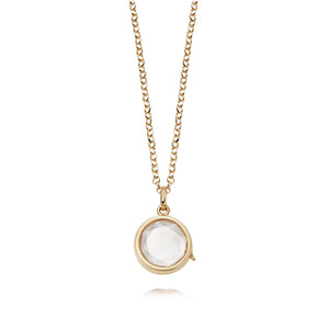 Small Round Gold Locket Pendant on Adjustable Rolo Gold Chain