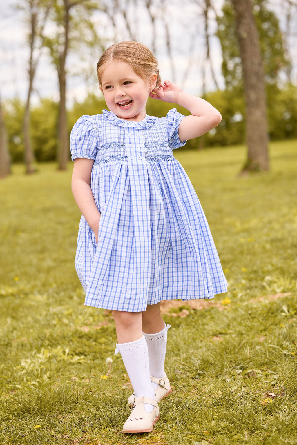 Smocked Bridget Dress in Woodberry Plaid Smocked Bridget Dress in Woodberry Plaid