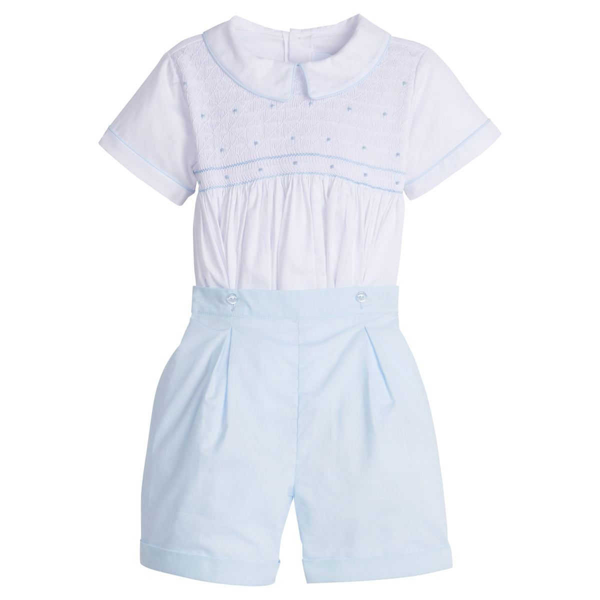 Smocked Theodore Short Set Light Blue