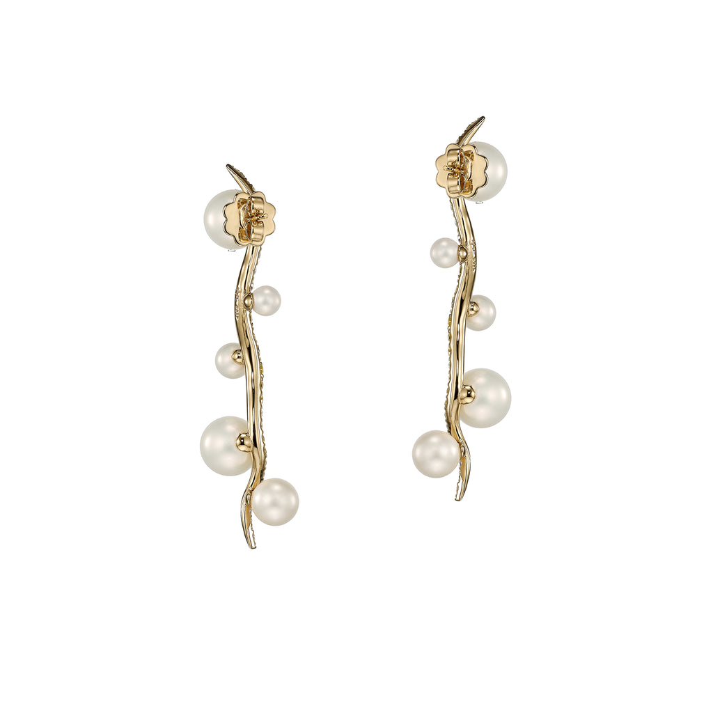 Snowflower Blades of Grass Earrings