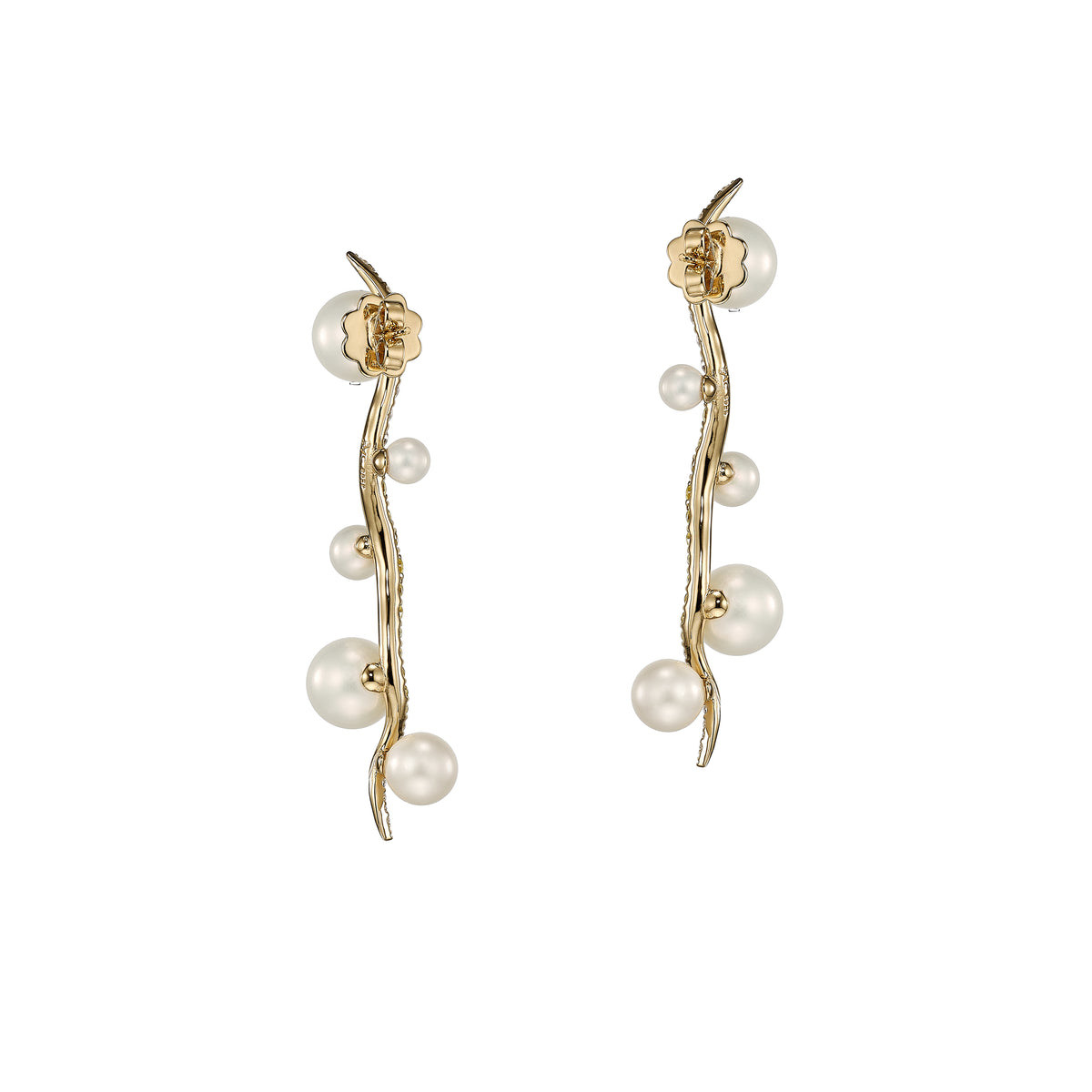 Snowflower Blades of Grass Earrings