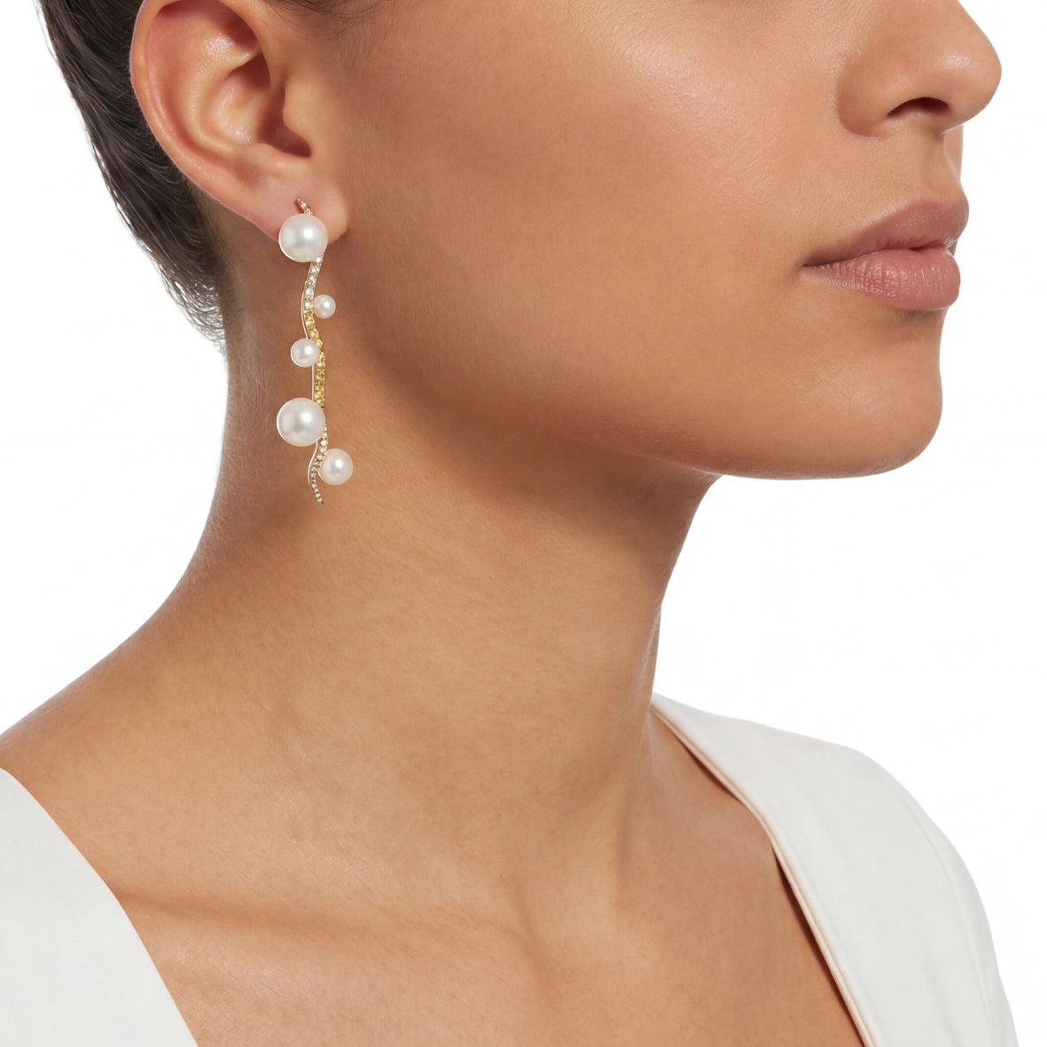 Snowflower Blades of Grass Earrings