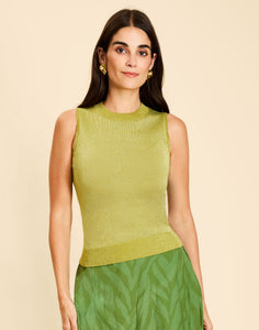 Soho Knit Shell Top in Olive Green