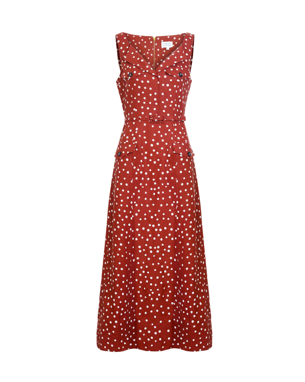 Solene Dress in Terracotta/Cream Multi
