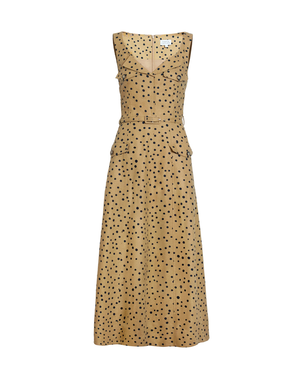 Solene Dress in Dark Khaki/Black Multi