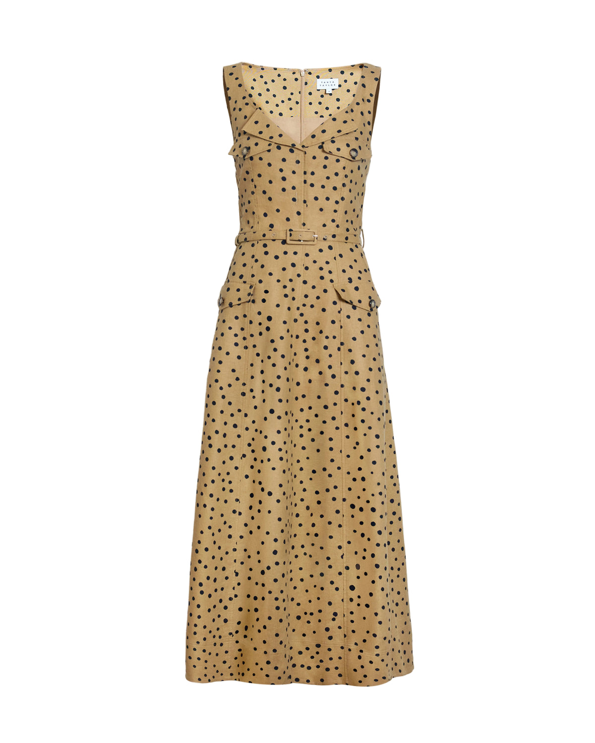 Solene Dress in Dark Khaki/Black Multi