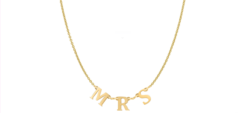 Solid Gold 'MRS' Initial Necklace