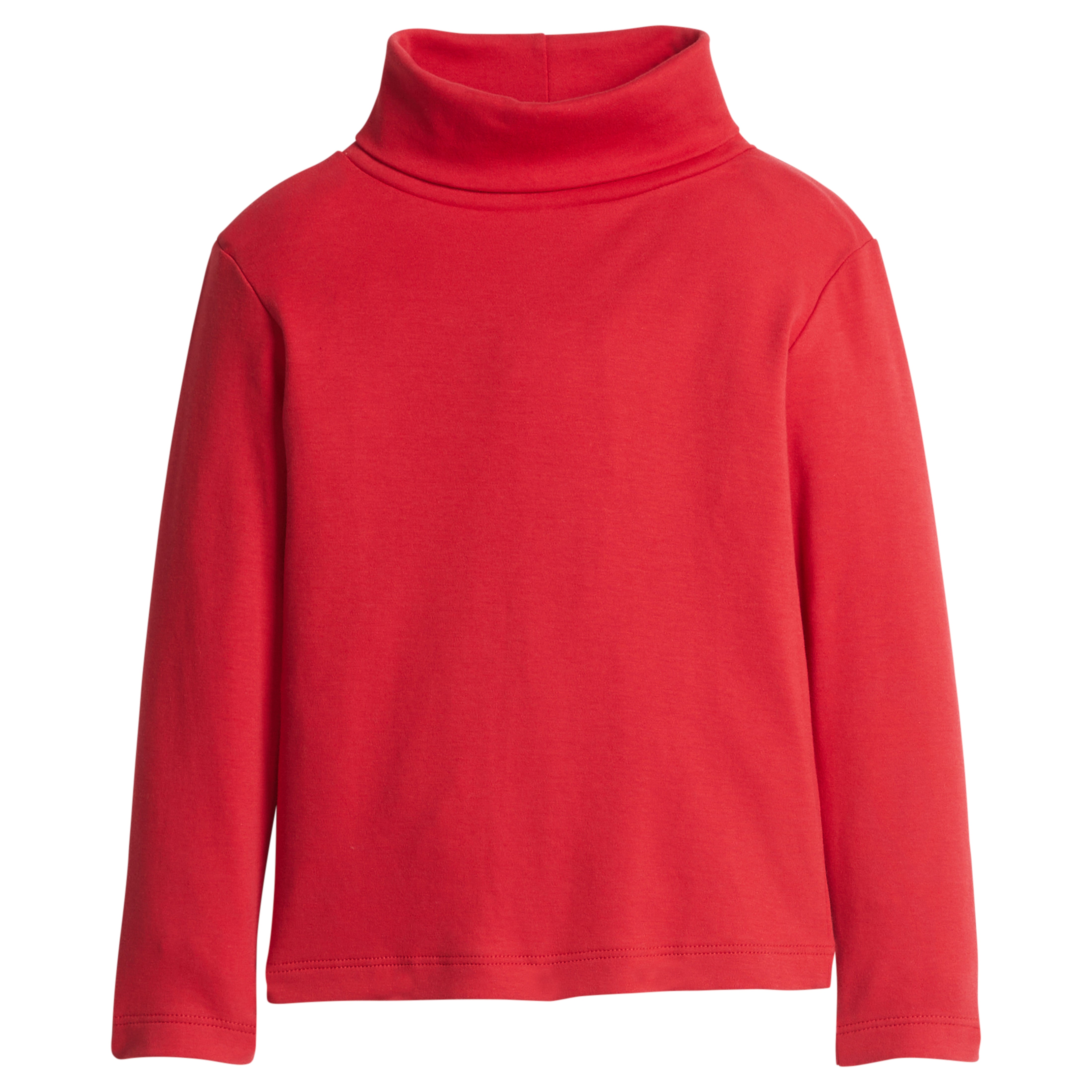 little english classic children's clothing, unisex red solid turtle neck 