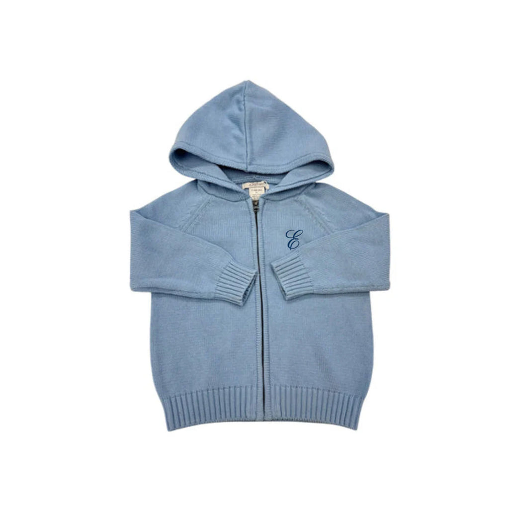 Solid Zip Hoodie in Blue