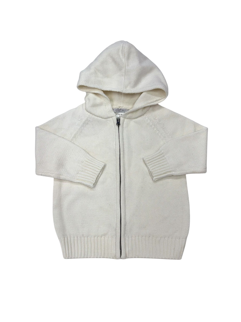 Solid Zip Hoodie in Cream