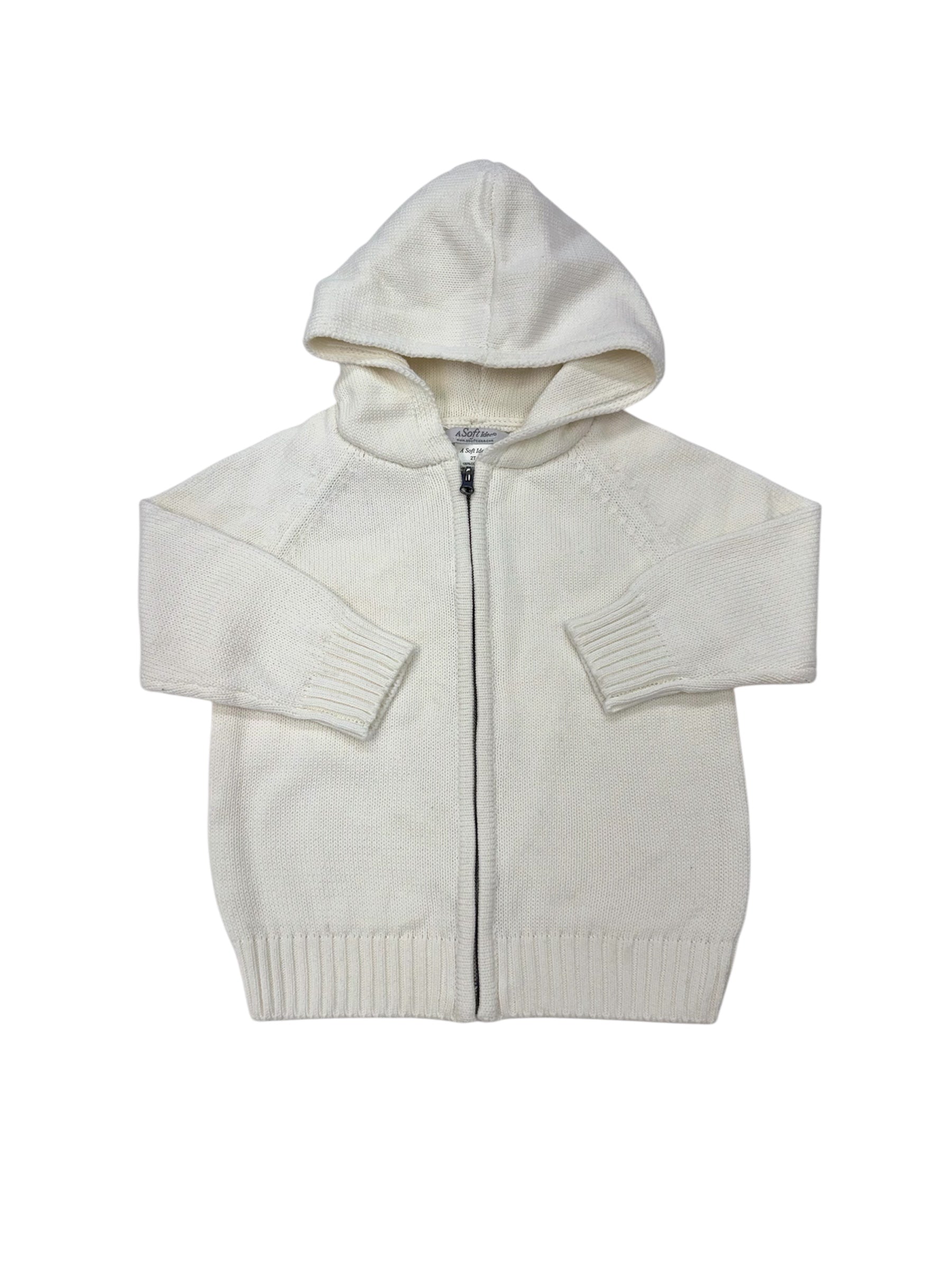 Solid Zip Hoodie in Cream