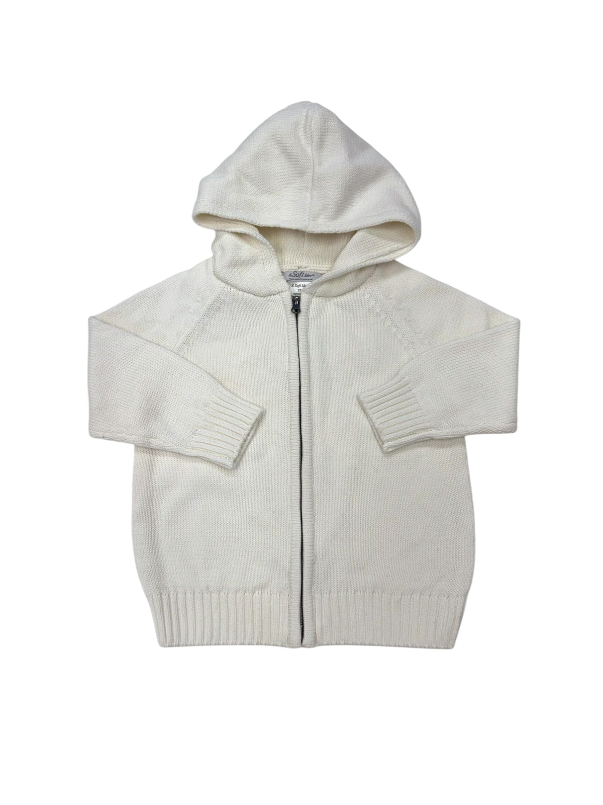 Solid Zip Hoodie in Cream