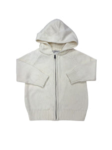 Solid Zip Hoodie in Cream