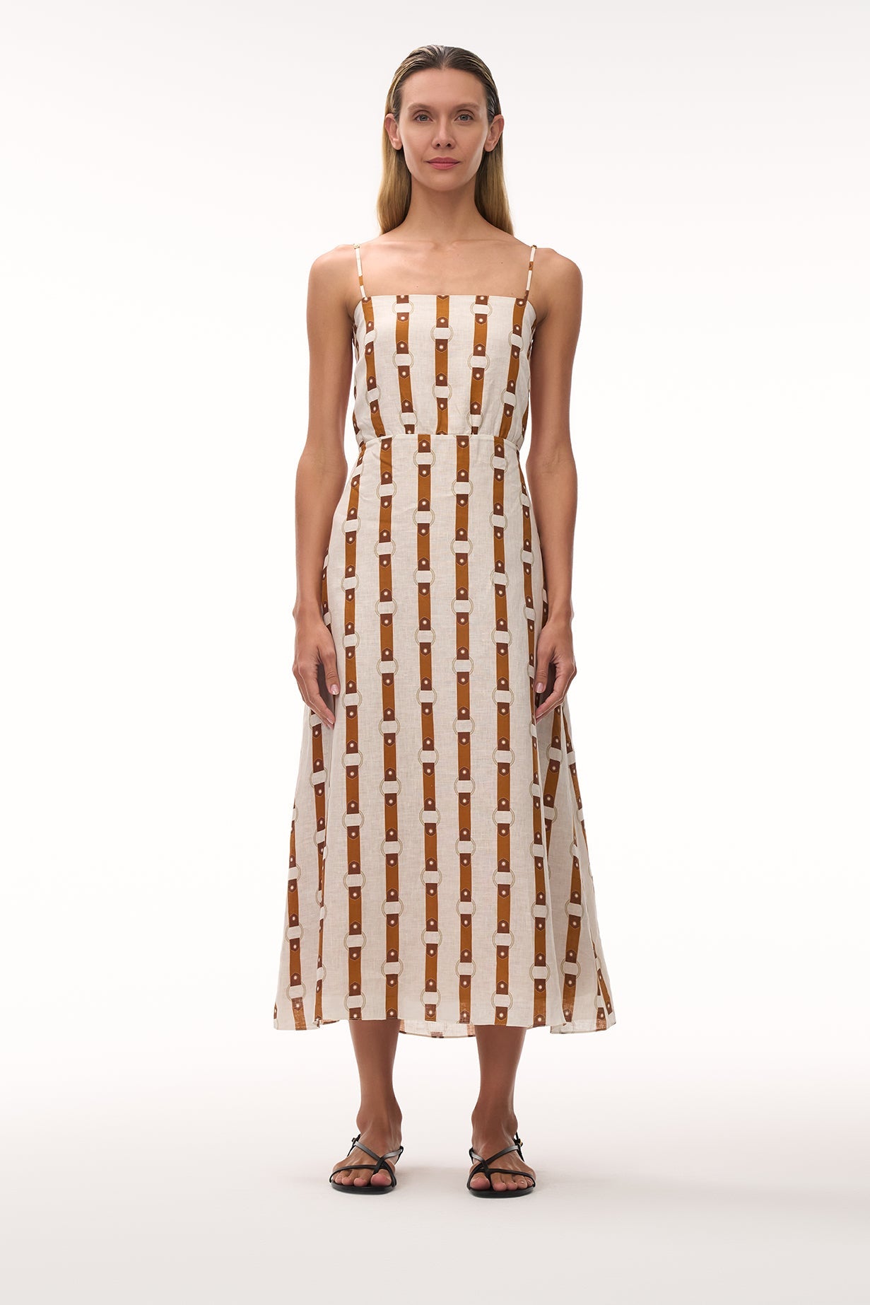 Nativa Linen Midi Dress in Horse Reins