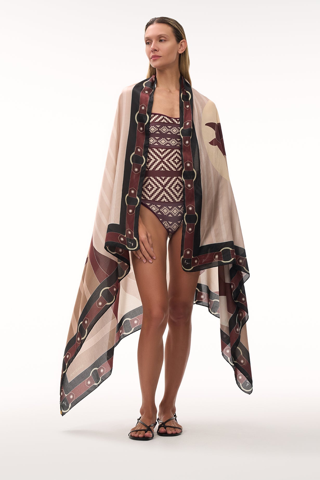 Las Balsas One Piece in Ethnic Motif & Purple