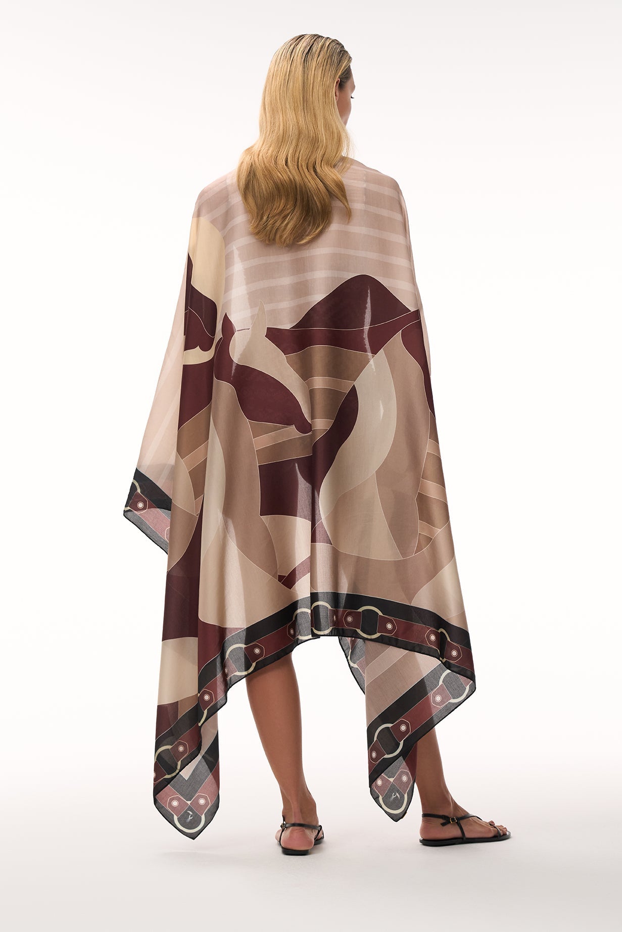 De La Falaise Cotton Silk Sarong in Brown Horses