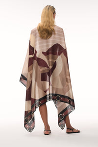 De La Falaise Cotton Silk Sarong in Brown Horses