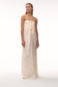 Cayetana Silk Jacquard Maxi Dress in Ivory Rainforest