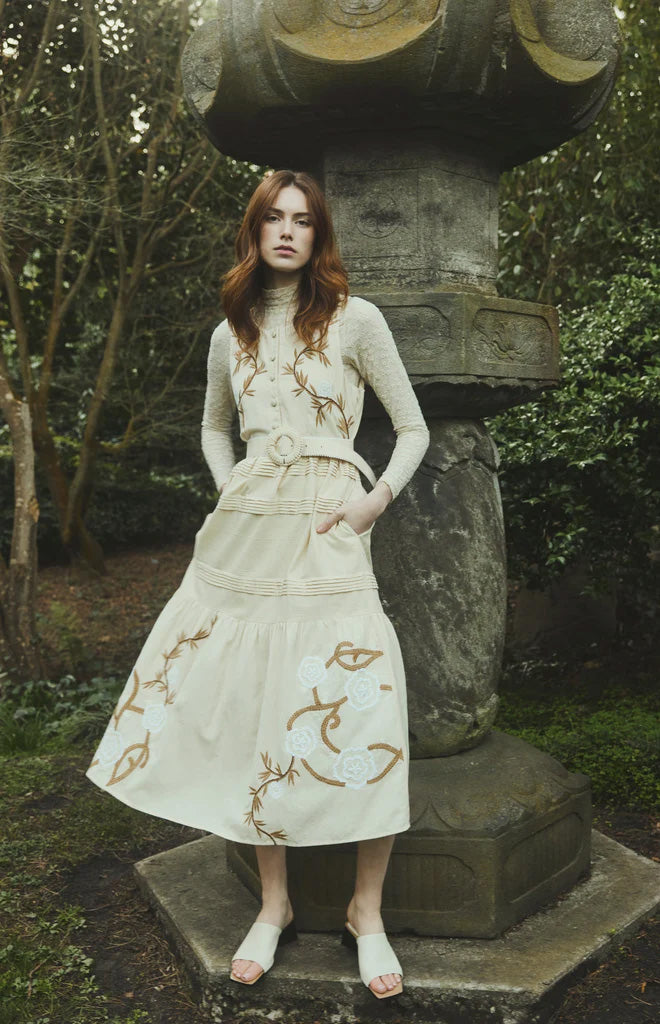 Sophia Dress in Khaki Garden