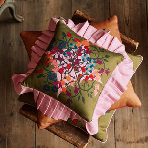 Ruffled Pillow Cover Blumen Green - Sophie Williamson Design