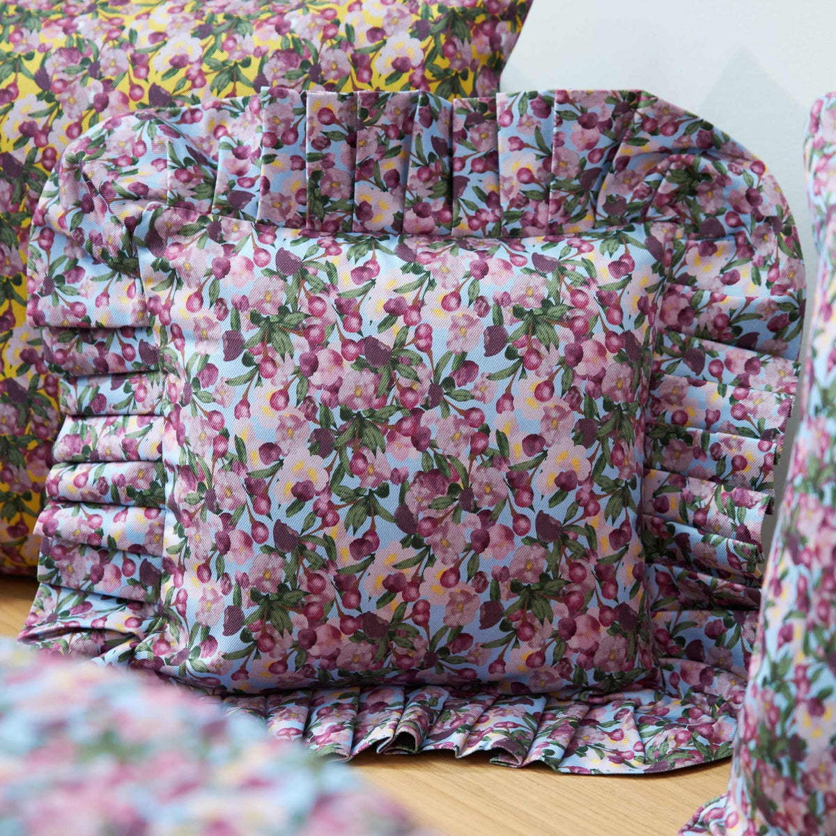 Ruffled Pillow Cover Romance is Dead Blue - Sophie Williamson Design