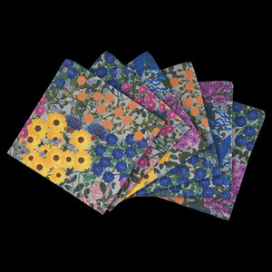 Colorful floral pattern on organic cotton napkins.