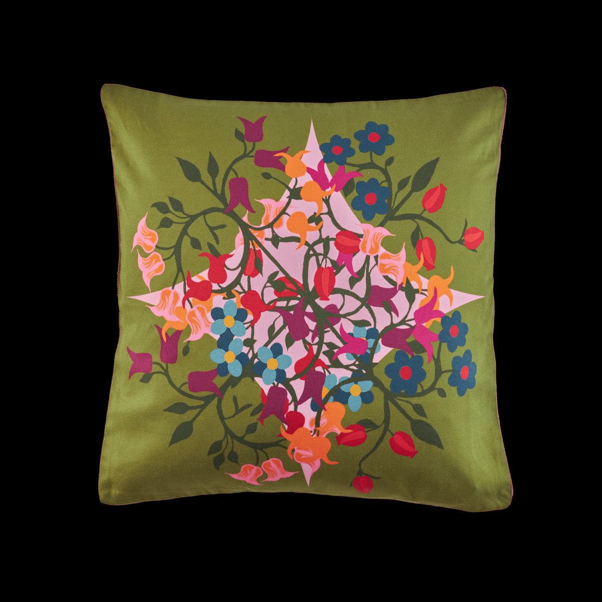 Square Pillow Cover Blumen Green - Sophie Williamson Design