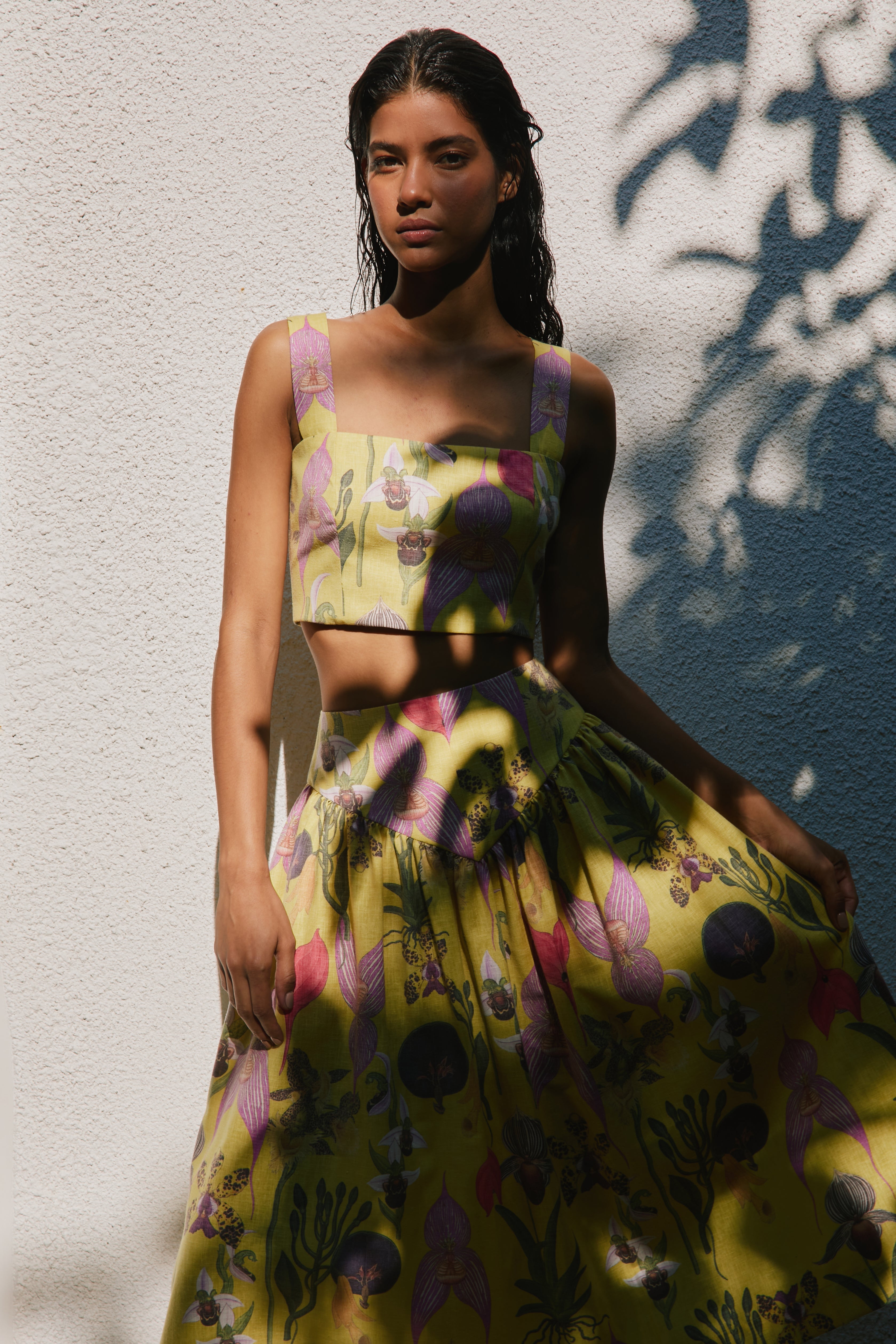 SOTAVENTO MIDI SKIRT IN BOTANICA YELLOW PRINT - No Pise La Grama Web