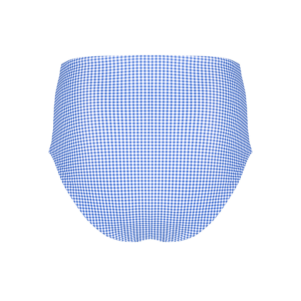 Women's Sky Blue Gingham High Waist Bikini Bottom