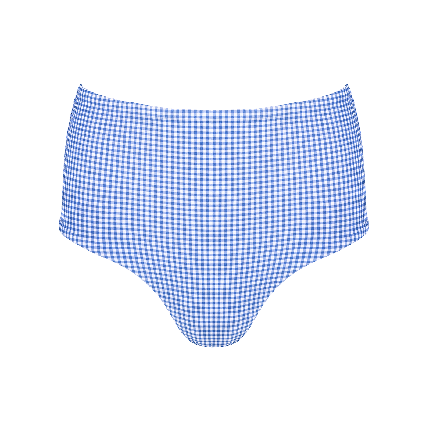 Women's Sky Blue Gingham High Waist Bikini Bottom