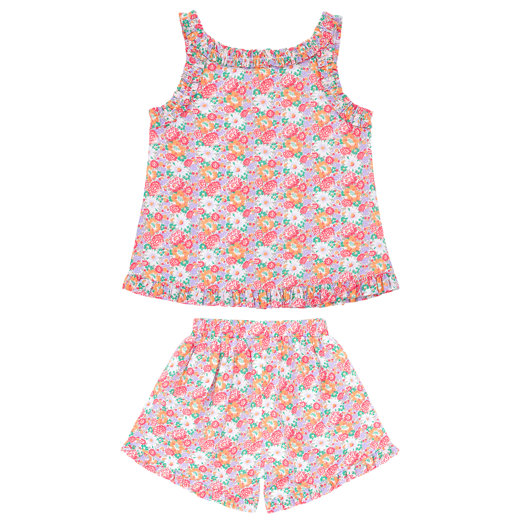Girls Island Blossom Ruffle Tank And Short Set