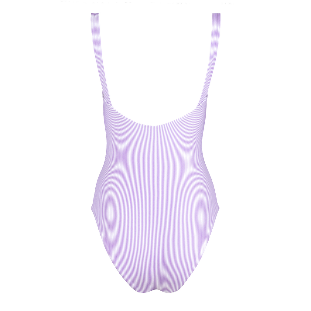 Women’s Lavender Stripe Low Back One Piece
