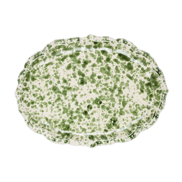 Speckled Serving Plate in Green and White