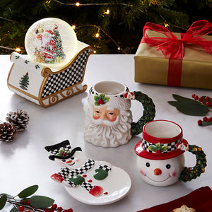 Christmas Tree Black & White Santa Toby Mug