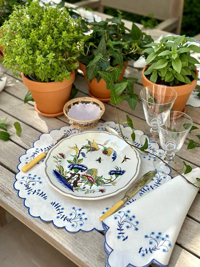 Spring Linen Dinner Napkin in Blue