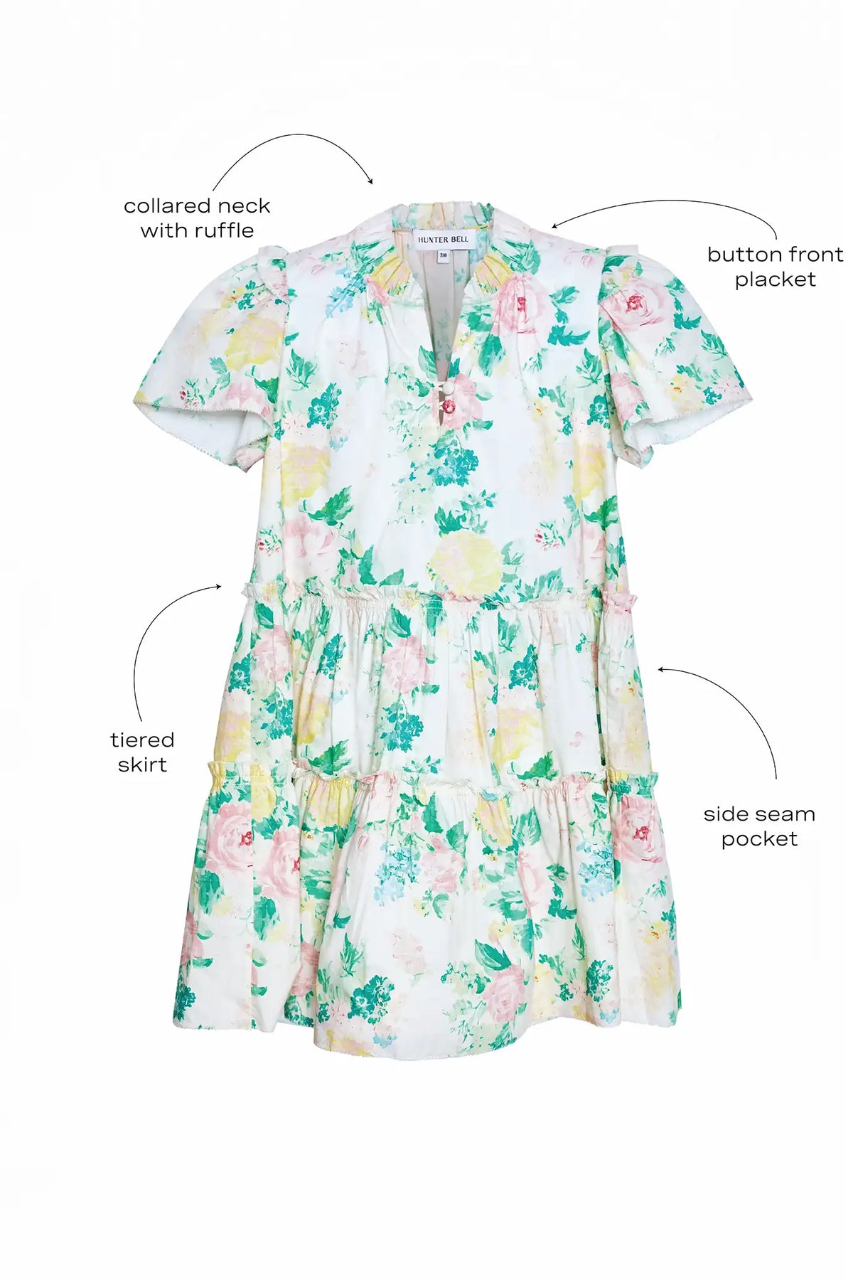 Kids Merritt Dress, in Garden Rose Peony with call outs. 