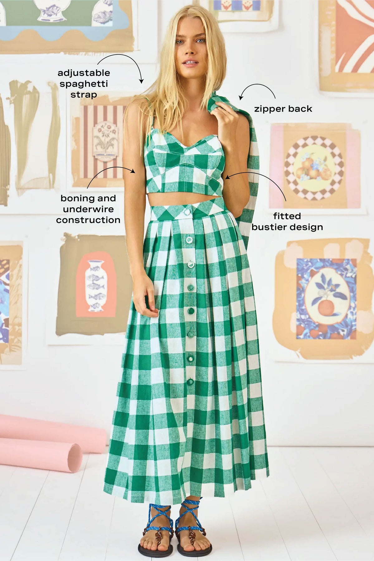 Brookie Top in Emeral Check