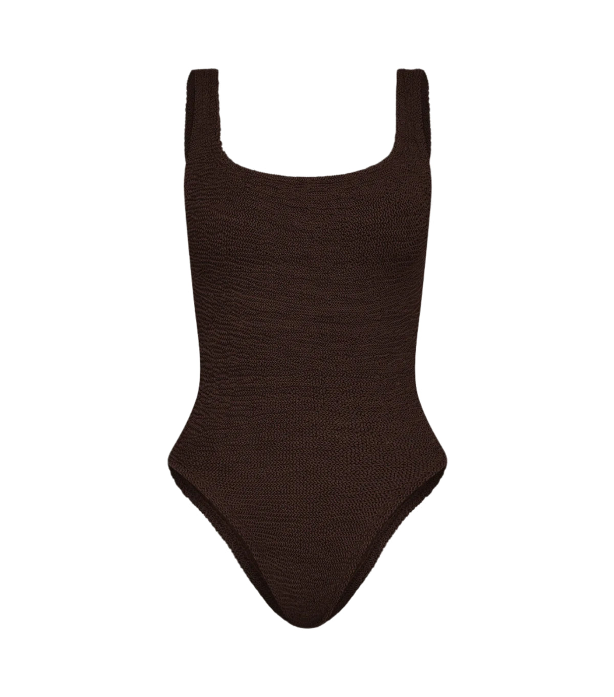 Square Neck Swimsuit In Metallic Chocolate