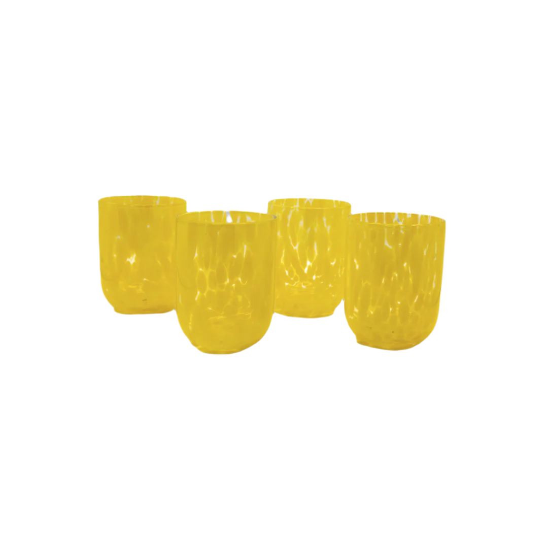 Yellow Dappled Glasses, Set of 4