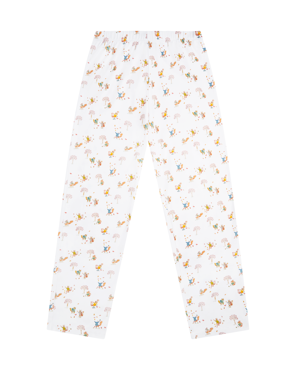 Squirrel Print Henley Pajamas in White