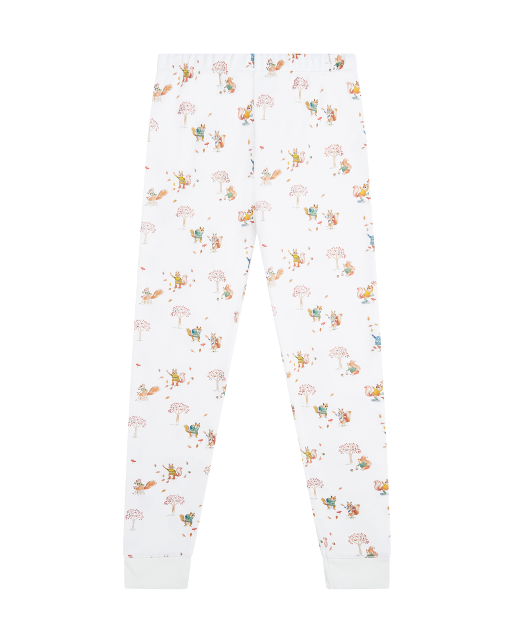 Squirrel Print Henley Pajamas in White