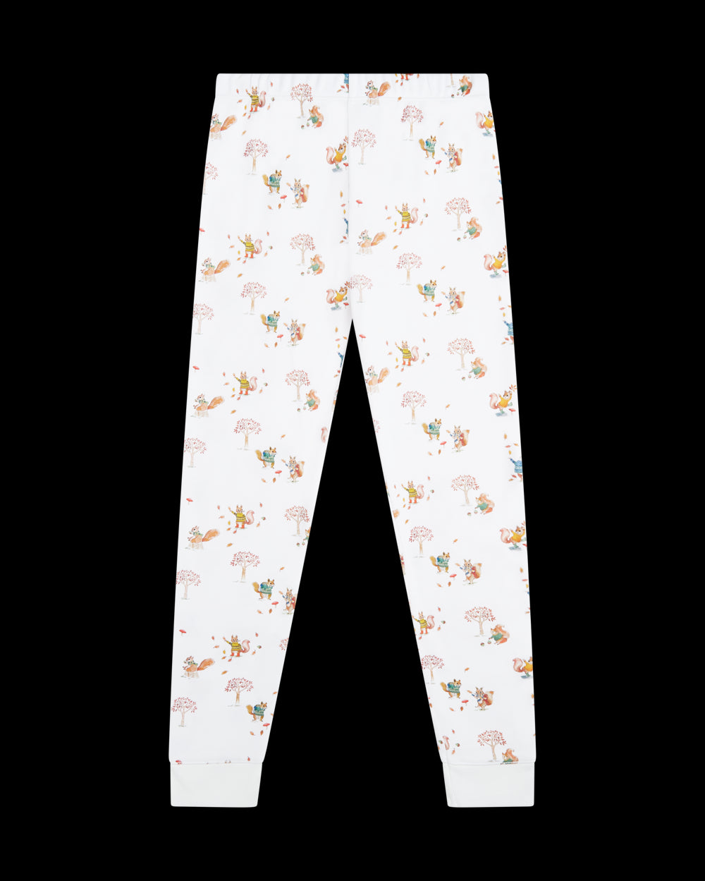 Squirrel Print Henley Pajamas in White