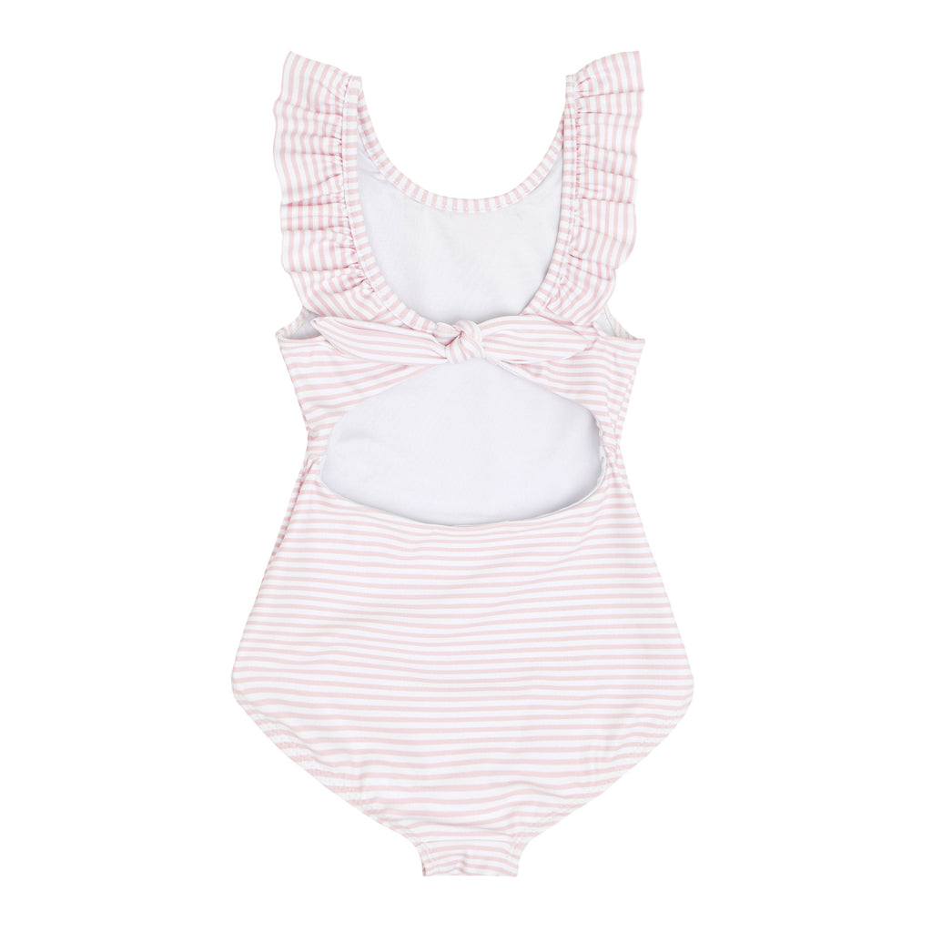 Girls Ruffle Collar One-Piece in Light Pink Stripe