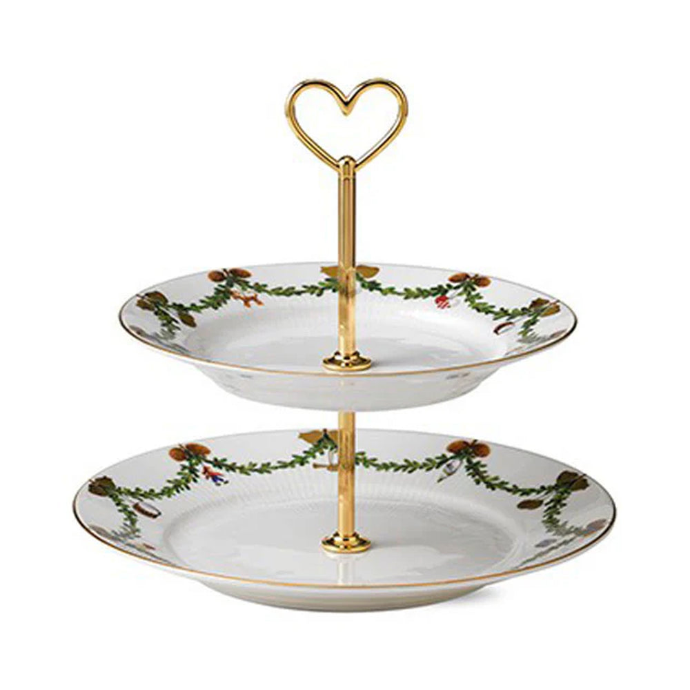 Star Fluted Christmas 2 Tier Etagere 9"