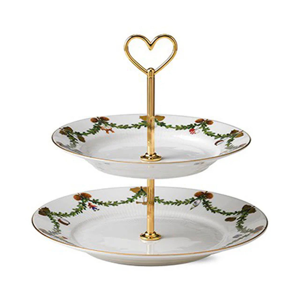 Star Fluted Christmas 2 Tier Etagere 9"