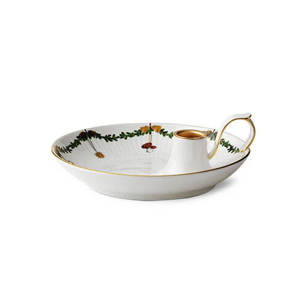 Star Fluted Christmas Candlestick 7"