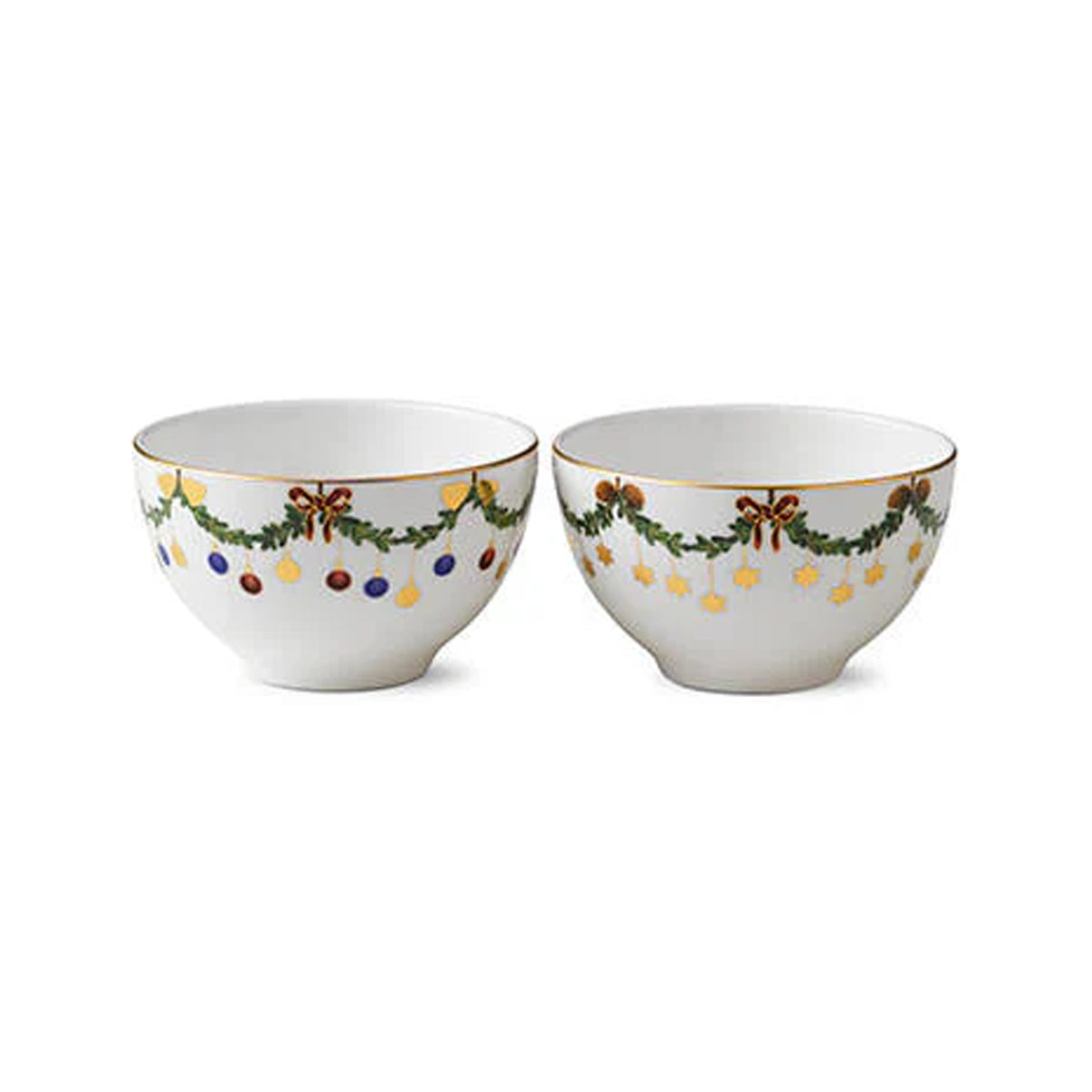 Star Fluted Christmas Chocolate Bowl 10 oz, Set of 2