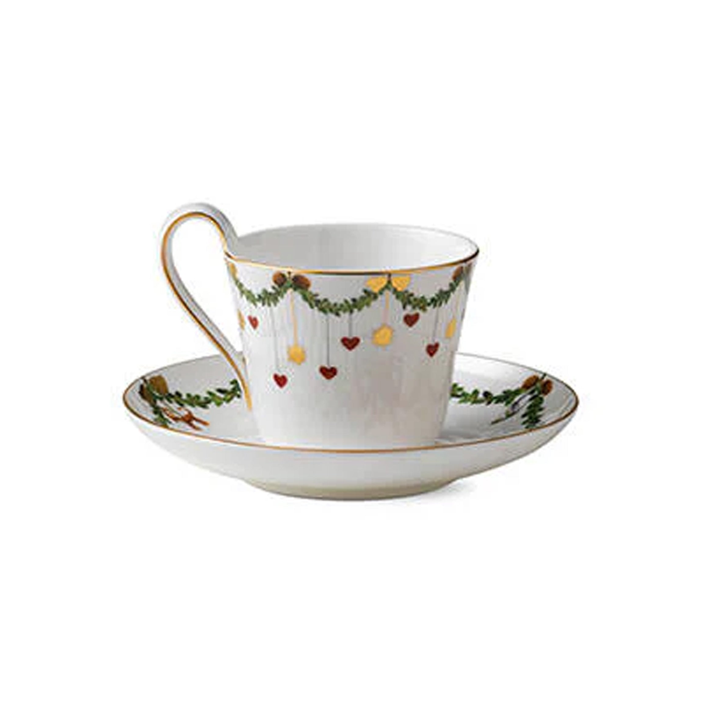 Star Fluted Christmas High Handle Cup & Saucer 8.5 oz