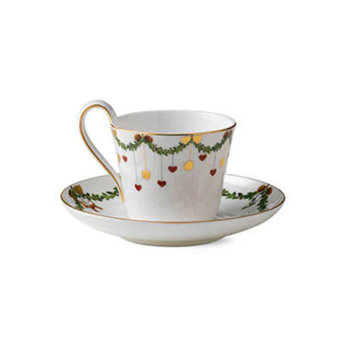 Star Fluted Christmas High Handle Cup & Saucer 8.5 oz