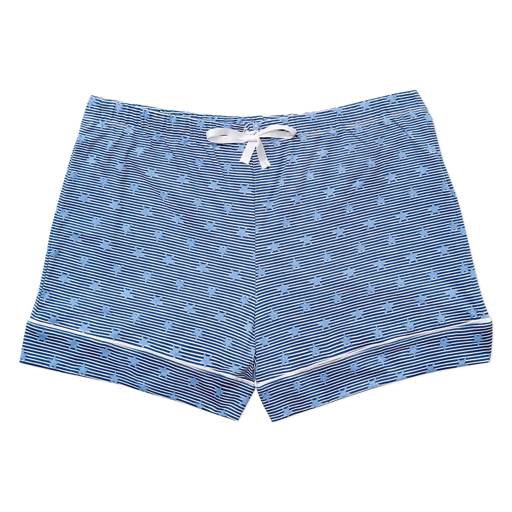 Women's Stars & Stripes Button Front Short Pajama Set in Navy